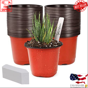 100Pcs 4 Inches Garden Plastic Planter Nursery Pots with Flower Plant Container