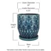 10 in. Dia Round Blue Rivage Ceramic Planter Decorative Pots Indoor Outdoor Use - Image 3