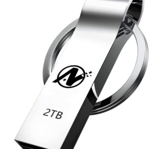2TB USB Flash Drive, High Speed Portable USB Thumb Drive, 2000GB Waterproof Large Data Storage USB Flash Memory Stick, Pen Drive Jump Drive Storage with Keychain