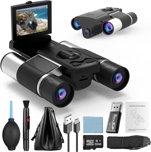 Digital Binoculars with Built-in 40MP Camera - 10x Optical Zoom, 8X Digital Zoom, 2.5K Videos, HD Quality - Ideal for Concerts, Bird Watching, and Outdoor Adventures