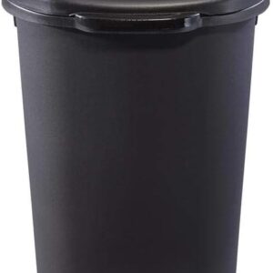 Rubbermaid Commercial Products Touch Top Trash Can/Wastebasket with Lid, 13-Gallon, Small Black Garbage Bin for Home/Kitchen/Bathroom/Bedroom/Office