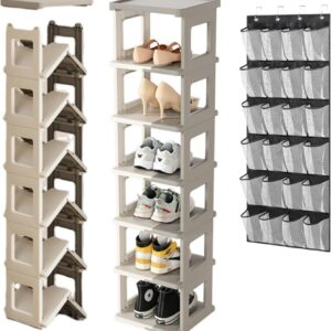 Vertical Shoe Rack - Multifunctional Entryway Shoe Storage, Front Door Entrance Shoe Organizer, Durable Shoe Cabinet with Hanging Shoe - Ideal for Home & Kitchen (Blue,7 Tier)