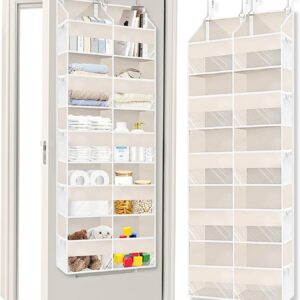 Over the Door Organizer 5 Tiers,Extra Large Behind Door Storage of 10 Compartments,50 lbs Weight Capacity Over the Door Storage, Door Hanging Organizer for Closet, Diaper Organizer, Toy Storage, Beige