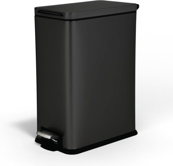 Home Zone Living 8 Gallon Kitchen Trash Can, Stainless Steel, Step Pedal, 30 Liter, Black