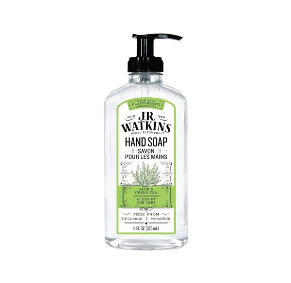 J.R. Watkins Gel Hand Soap, Scented Liquid Hand Wash for Bathroom or?Kitchen, USA Made and Cruelty Free, 11 fl oz, Aloe & Green Tea