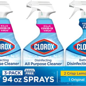 Clorox Disinfecting All-Purpose Cleaner 32 Oz and Disinfecting Bathroom Cleaner, Household Essentials, 30 Oz, Pack of 3