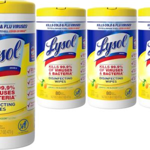 Lysol Disinfectant Wipes, Multi-Surface Antibacterial Cleaning Wipes, For Disinfecting and Cleaning, Lemon and Lime Blossom, 80 Count (Pack of 4)(Packaging may vary)