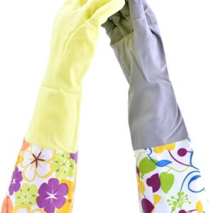 2 PAIRS Household Gloves Latex Free Cleaning Gloves with Soft Lining Long Cuff waterproof