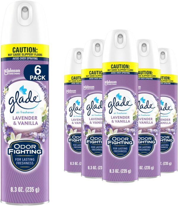 Glade Air Freshener Room Spray, Lavender & Vanilla, 8.3 oz, 6 Count