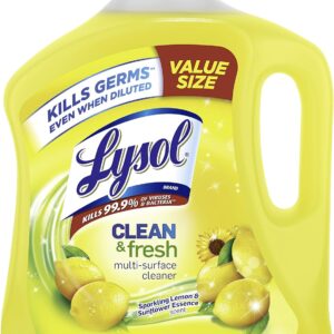 Lysol Multi-Surface Cleaner, Sanitizing and Disinfecting Pour, to Clean and Deodorize, Sparkling Lemon and Sunflower Essence, 90 Fl Oz