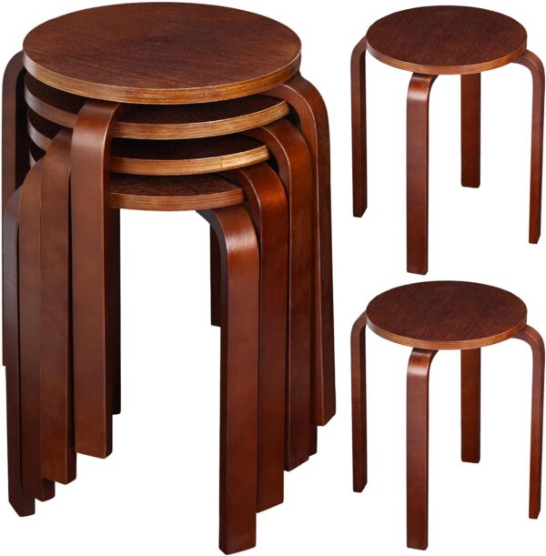 4 Pcs Bentwood Stool Bentwood Stackable Stools Wood Stools Stackable Stool Chairs Bentwood Seat for Dinning, Kitchen, Home, Garden, Living Classroom