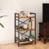 Bookshelf, 3 Tier Industrial Bookcase, Metal Small Bookcase, Rustic Etagere Book Shelf Storage Organizer for Living Room, Bedroom, and Home Office(Rustic Brown) Patent Pending D29873033 - Image 2