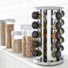 Kamenstein 20 Jar Revolving Countertop Spice Rack with Spices Included, FREE Spice Refills for 5 Years, Polished Stainless Steel with Black Caps, 30020 - Image 2