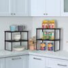 CADUKE Set of 4 Kitchen Counter Shelves Stackable Shelf Organizer Wood Countertop Shelf Expandable Cabinet Shelf Organizers Countertop Storage Rack for Pantry, Industrial Black - Image 2