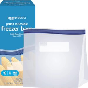 Amazon Basics Freezer Gallon Bags, 90 Count (Previously Solimo)