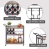 FATORRI Bar Cart for The Home, Industrial Rolling Wine Cart and Liquor Serving Carts on Wheels, Rustic Beverage Cart and Drink Trolley with Wine Rack and Glasses Holder (Rustic Oak) - Image 3