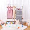 Kids Armoire, Dress Up Storage, Dress Up Closet with Mirror, Open Sheves, Storage Bins and 3 Hooks, Pretend Storage Closet Kids Costume Organizer Center with Touch Sensor Lights for Girls Room White - Image 2