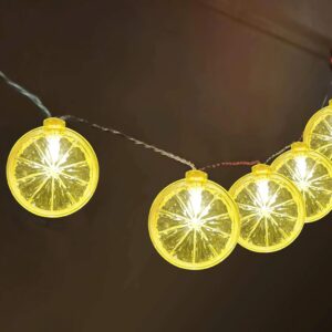 GOOTHY Lemon String Lights Plug in, 8.5Ft Outdoor Fairy Decorations String Lights with 10 LED Yellow Lemon Slice Lights, Hanging Novelty Summer Patio Lights for Garden Kitchen Christmas Wedding Party