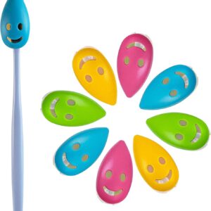 AUEAR, 8 Pack Smile Face Toothbrush Head Cover Cap with Suction Cup Cute Portable Toothbrush Protective Covers Case for Home Travel Outdoor Camping 4 Colors