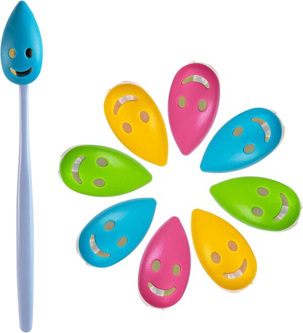 AUEAR, 8 Pack Smile Face Toothbrush Head Cover Cap with Suction Cup Cute Portable Toothbrush Protective Covers Case for Home Travel Outdoor Camping 4 Colors